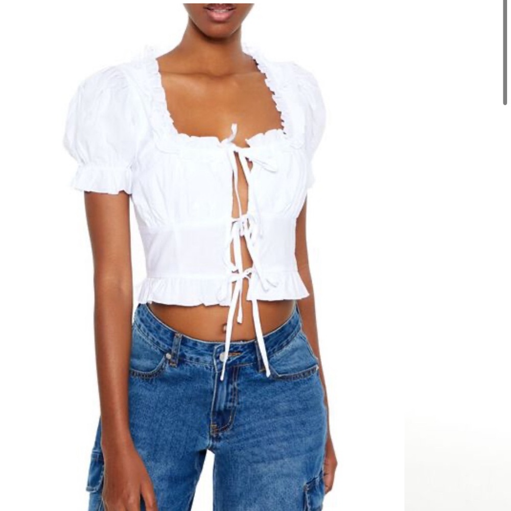 Peasant tie/ bow milk maid top